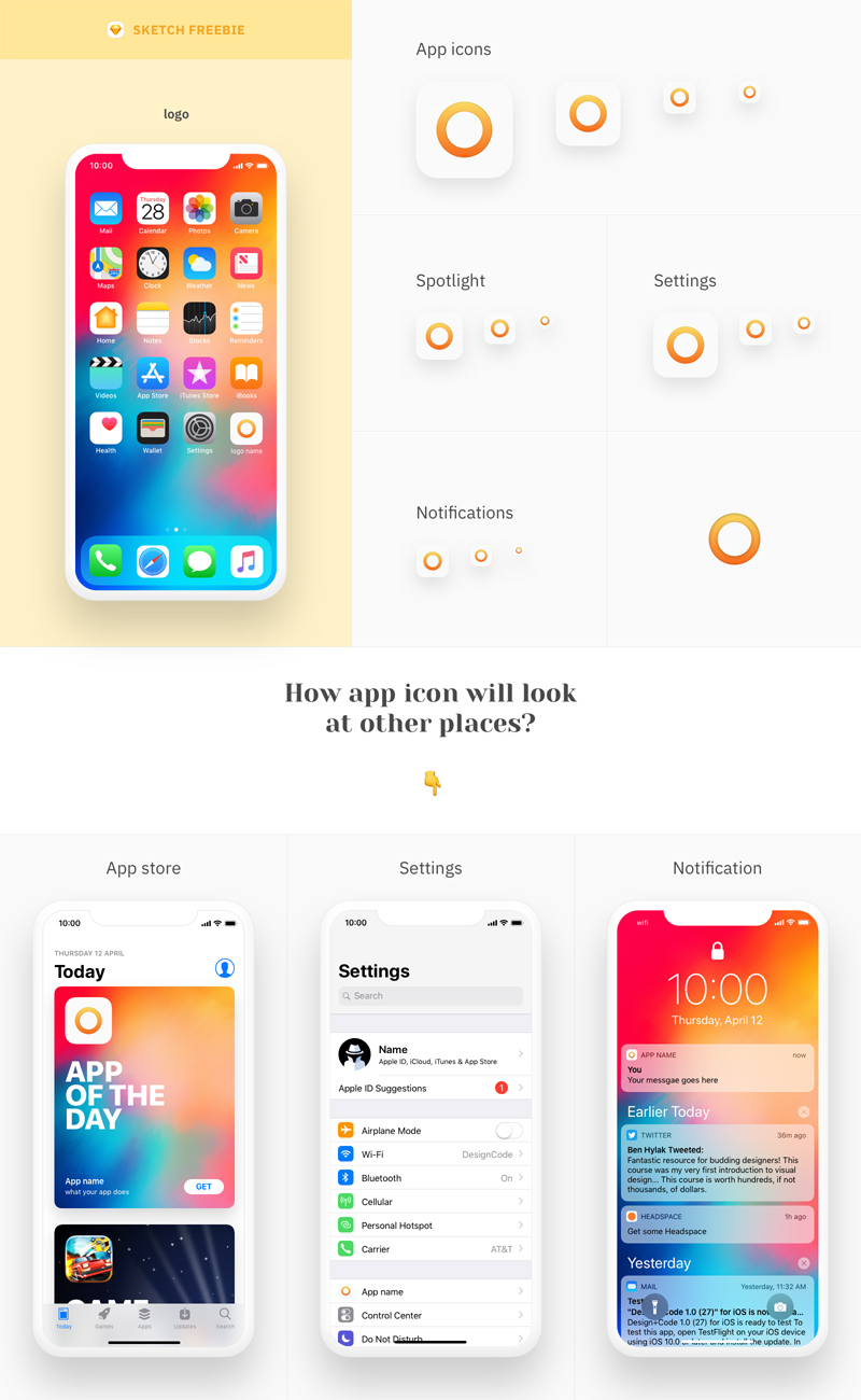 800x1300 App Icon Template For Sketch