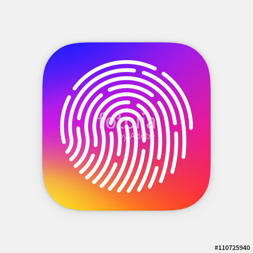 500x500 Id App Icon Template Fingerprint Vector Illustration Mobile