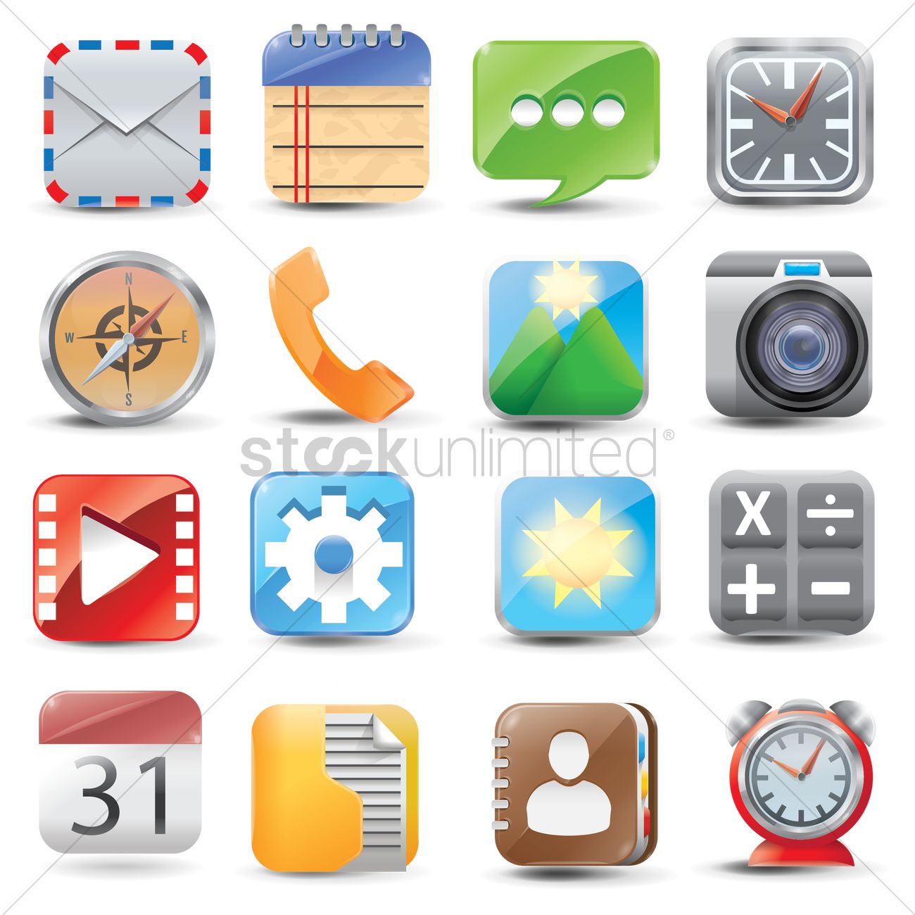 1300x1300 Set Of Mobile Application Icons Vector Image