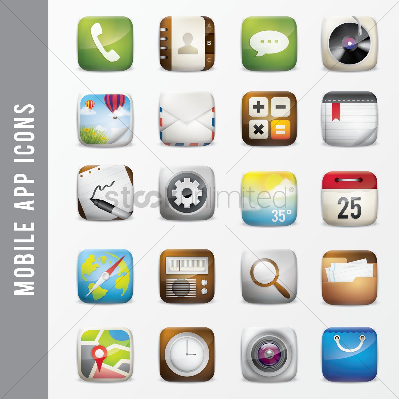 1300x1300 Set Of Mobile Application Icons Vector Image