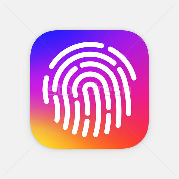 600x600 Id App Icon Template Fingerprint Vector Illustration Mobile