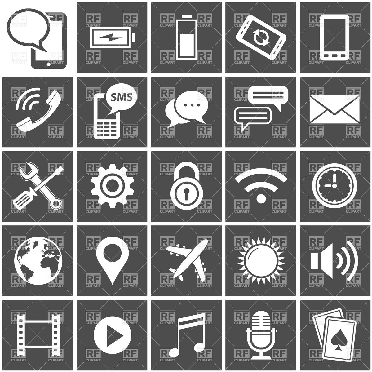 1200x1200 Icons For Mobile Applications Interface Vector Image Of Icons
