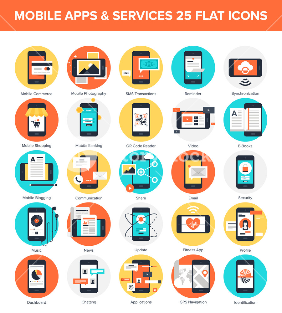 901x1000 Abstract Vector Collection Of Colorful Flat Mobile Applications