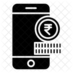256x256 Rupees Mobile Banking Icon Of Glyph Style