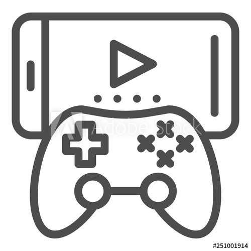 500x500 Joystick And Mobile Phone Line Icon Portable Games Vector