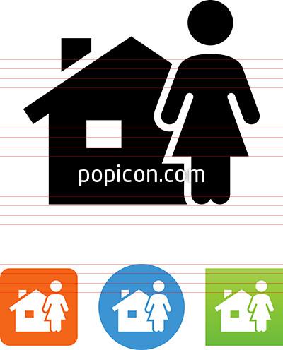 400x496 Woman Standing In Front Of A Home Icon