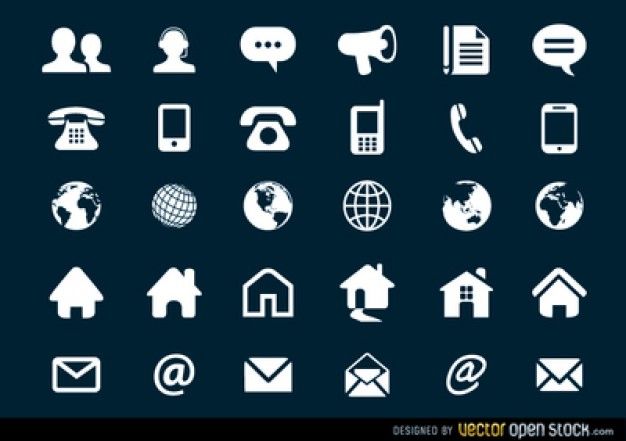 626x441 White Contact Icons Collection Vector Free Download Icon