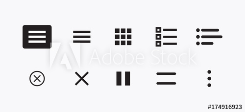 500x229 Set Of Burger Website Navigation Menu Icons Vector Set Of Ui