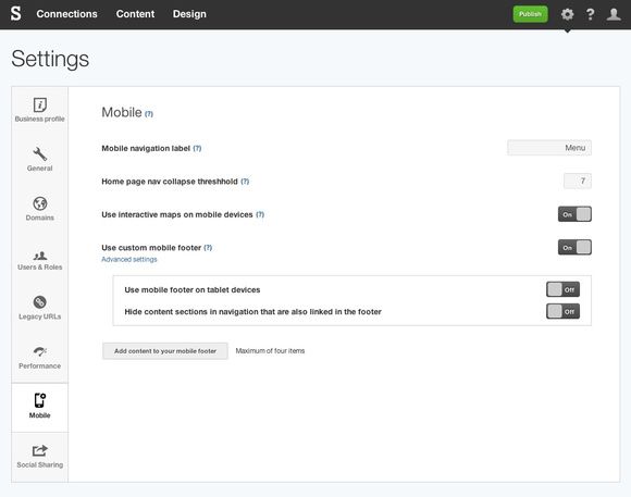 580x457 Mobile Specific Website Navigation Footer