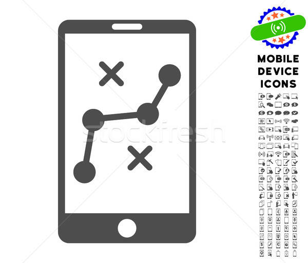 600x512 Mobile Navigation Route Icon With Set Vector Illustration Victor