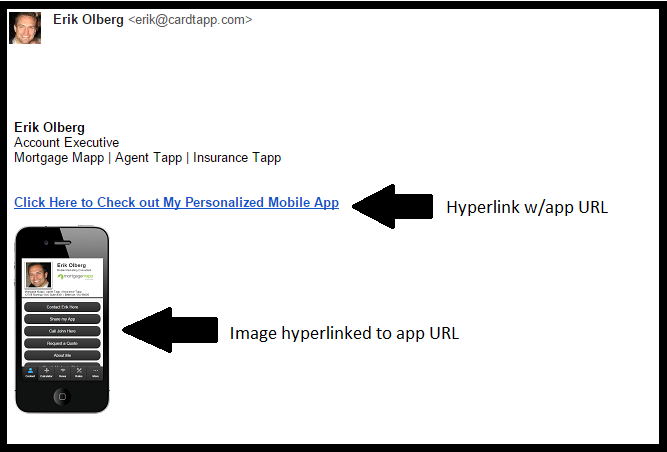 Examples Of The App Link In An Email Signature Cardtapp Portal 667x452 Examples Of The App Link In An Email Signature Cardtapp Portal