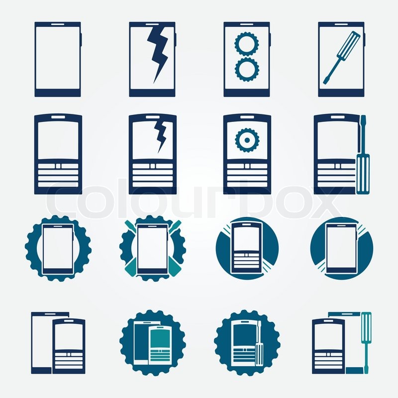 800x800 Mobile Phone Repair Icons Set Vector Stock Vector Colourbox