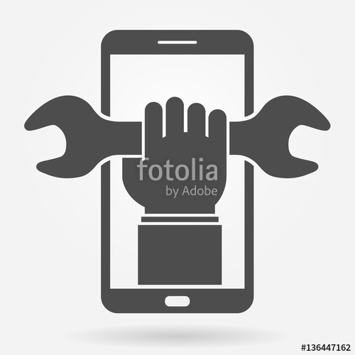 500x500 Mobile Phone Repair Service Icon Concept Hand Holding Spanner