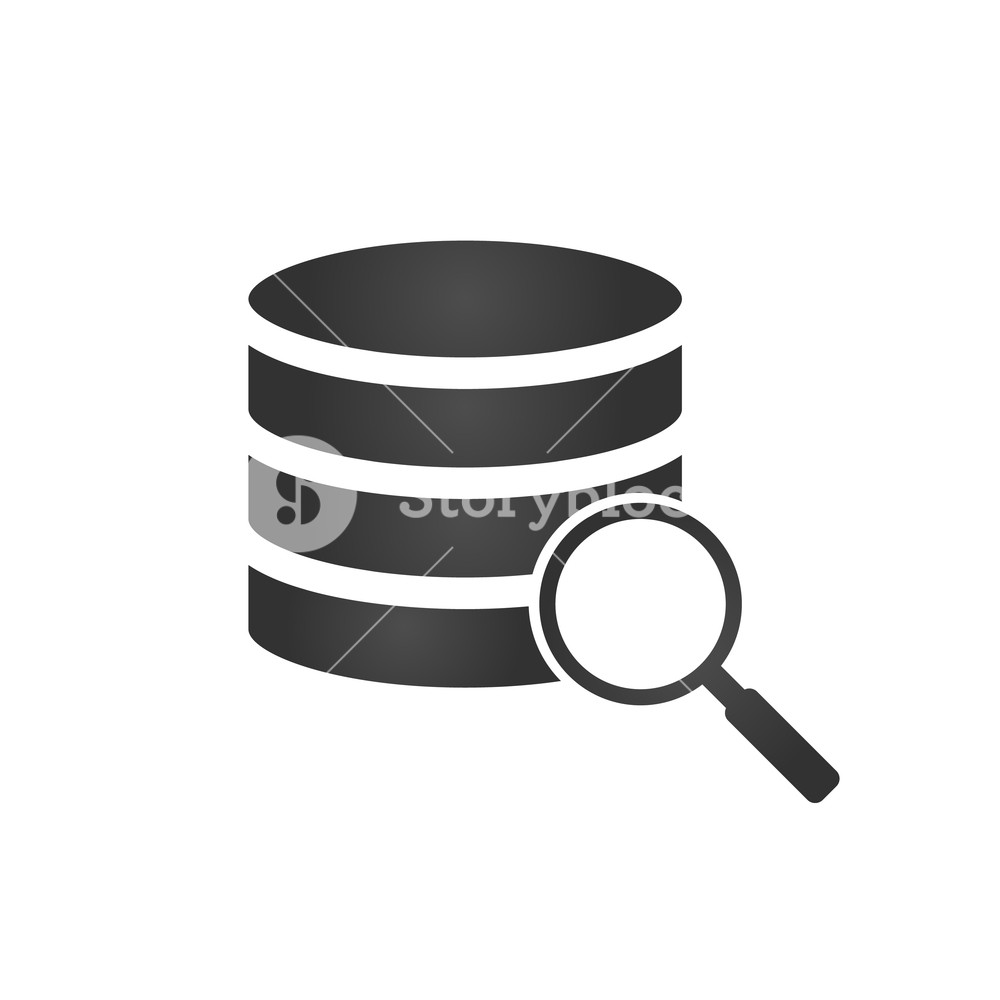 1000x1000 Database, Server Isolated Flat Web Mobile Icon With Search Icon