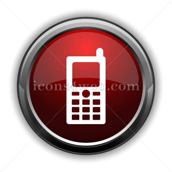 600x600 Mobile Phone Icon Red Glossy Web Icon With Shaddow