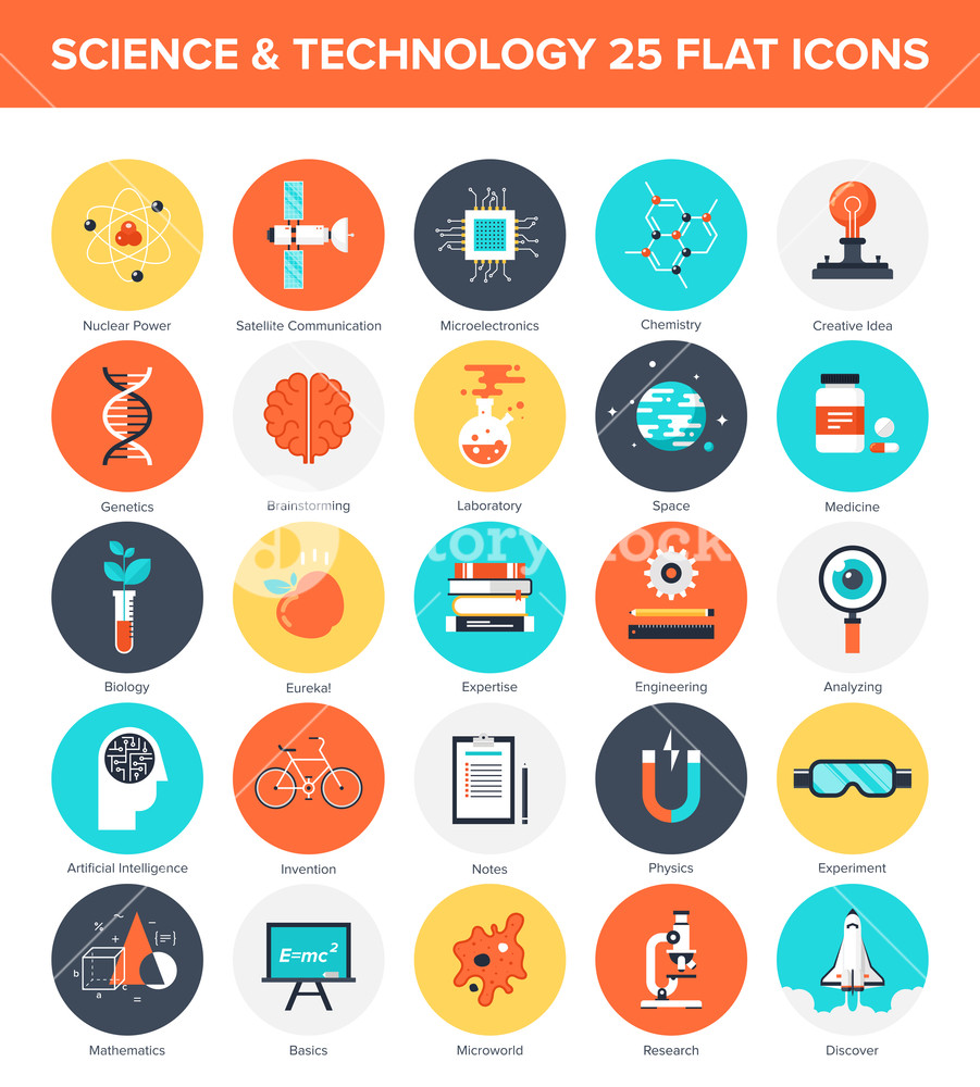 901x1000 Abstract Vector Collection Of Colorful Flat Science And Technology