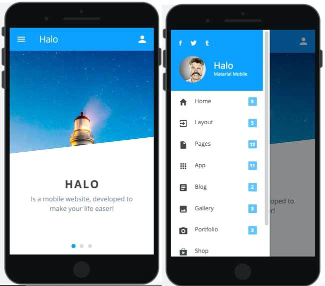 Halo Material Design Mobile Template App Android Icon Best Web 650x571 Halo Material Design Mobile Template App Android Icon Best Web