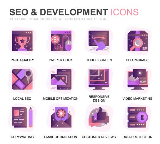 Modern Set Seo And Development Gradient Flat Icons For Website 544x490 Modern Set Seo And Development Gradient Flat Icons For Website