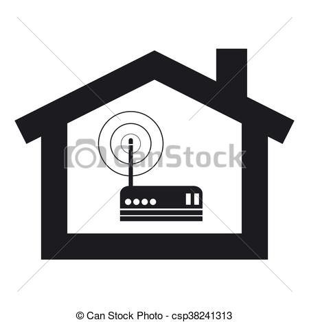 450x470 Simple Flat Design Wi Fi Router Inside House Modem Icon Vector
