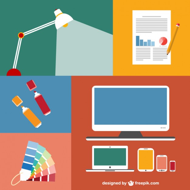 626x626 Modern Flat Icon Set Of Office Elements Free Vector