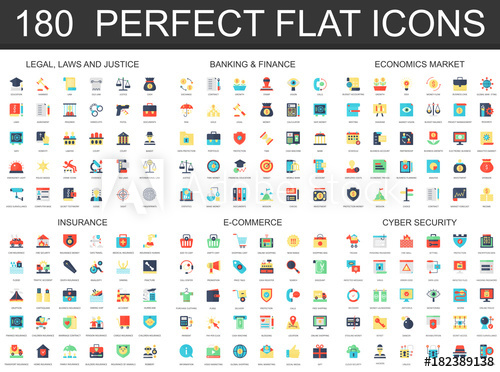 500x372 Modern Flat Icon Set Of Legal Law Justice, Banking Finance
