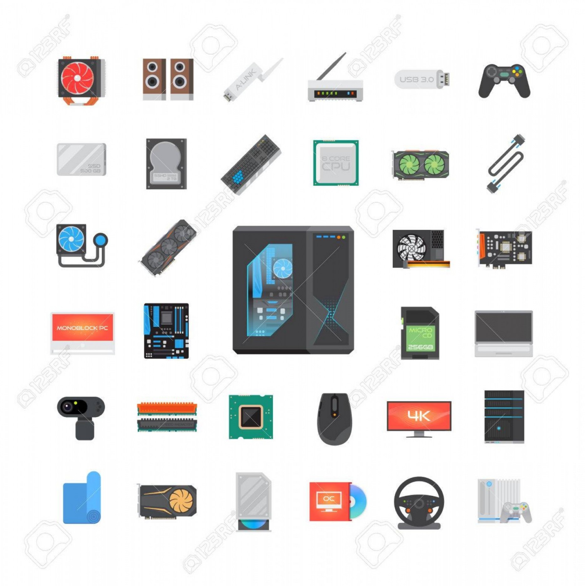 1869x1872 Photostock Vector Modern Flat Icons Set Pc Components Computer