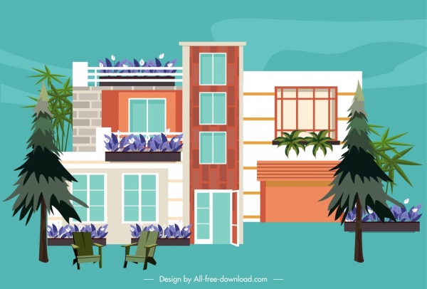 600x406 Modern House Icon Front View Decor Sketch Free Vector In Adobe