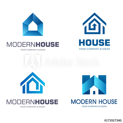 500x500 Vector Logo Design Modern House Icon Set