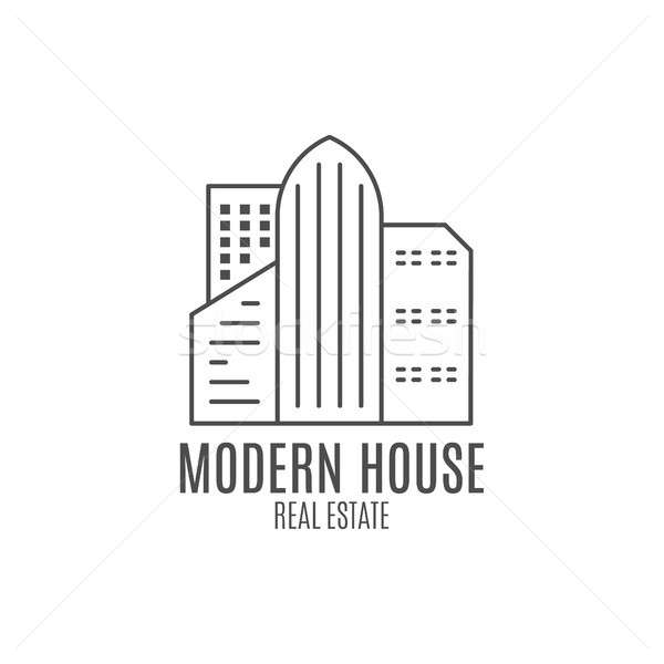 600x600 Modern House Logo Design, Real Estate Icon Suitable For Info