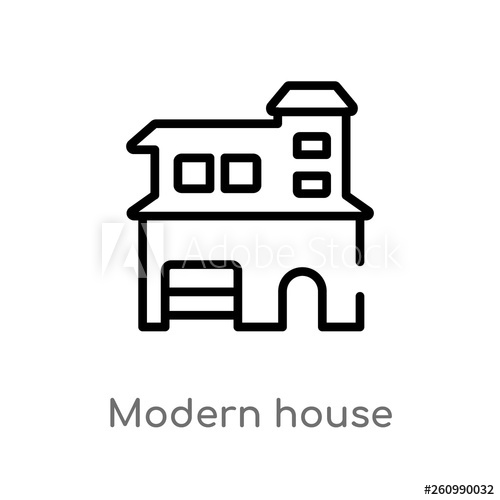 500x500 Outline Modern House Vector Icon Isolated Black Simple Line