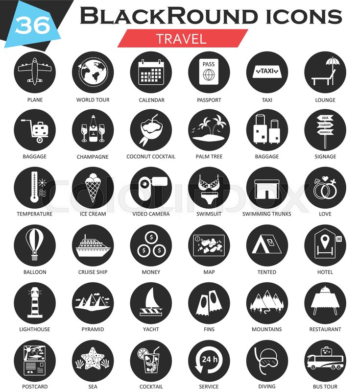 733x800 Vector Travel Circle White Black Icon Stock Vector Colourbox