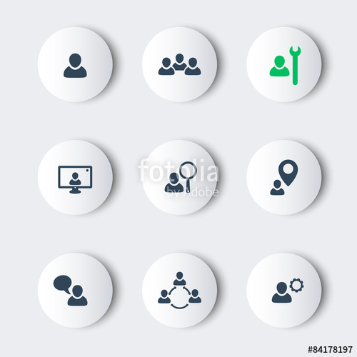 500x500 Business Round Modern Icons With People, Vector, Stock