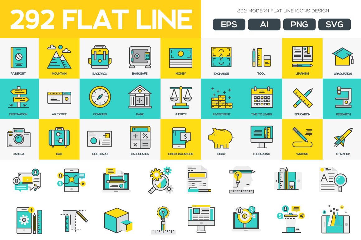 1160x772 Modern Flat Line Icons Pack On Behance