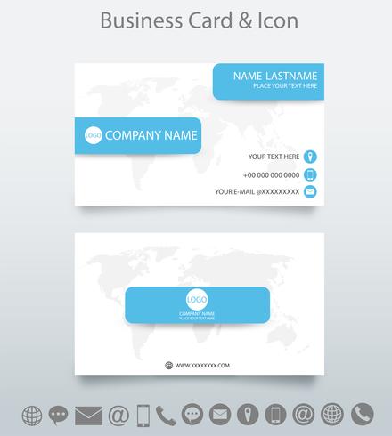 440x490 Modern Creative Business Card Template And Icon Design With World