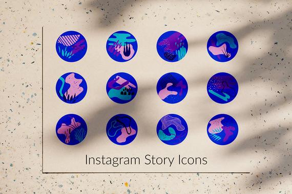570x380 Instagram Story Icons, Organic Patterns, Modern Icons, Minimal