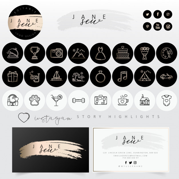 626x626 Feminine Branding Kit With Modern Icon Set Vector Premium Download