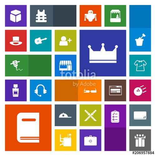 500x500 Modern, Simple, Colorful Vector Icon Set With Clothing, Weapon