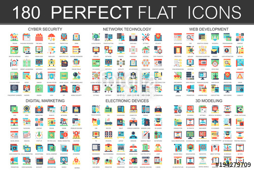 500x336 Modern Flat Icons Set Of Cyber Security, Network Technology