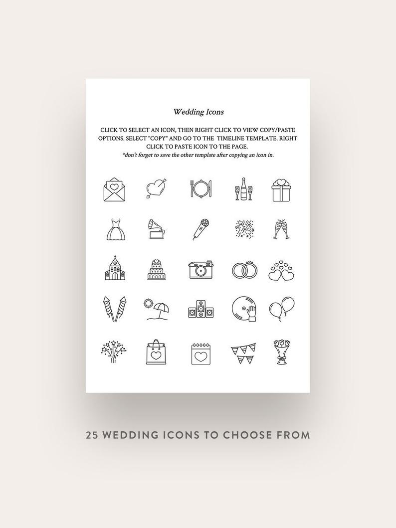 794x1059 Wedding Icons Calligraphy Modern Wedding Timeline Template Etsy