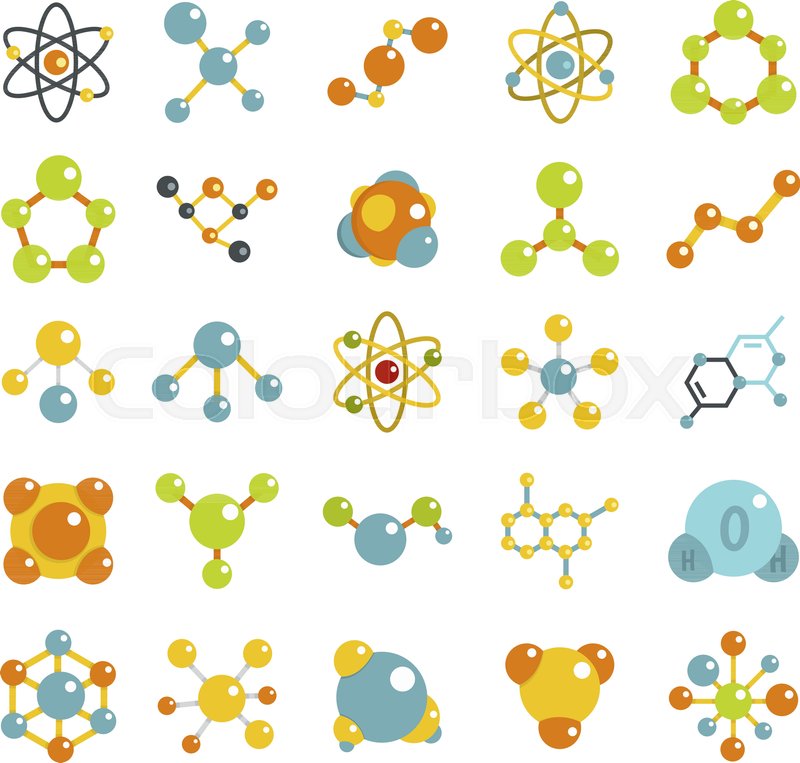 800x763 Molecule Icon Set Flat Set Of Stock Vector Colourbox