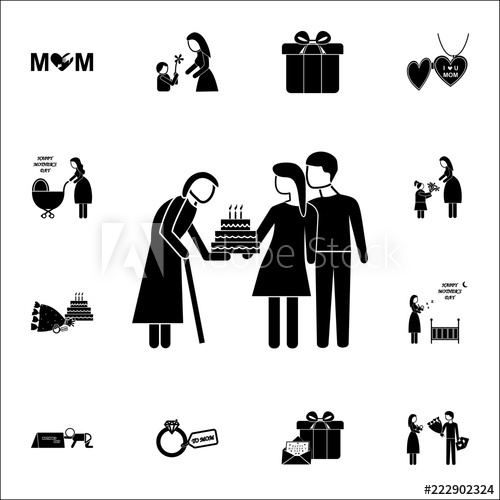 500x500 Adult Give Gifts Mom Icon Mother's Day Icons Universal Set