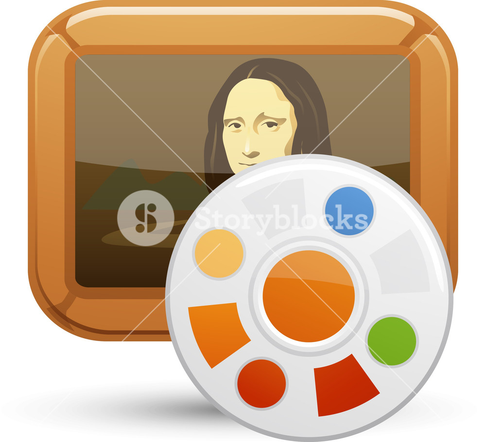 1000x911 Mona Lisa With Paint Palette Lite Art Icon Royalty Free Stock