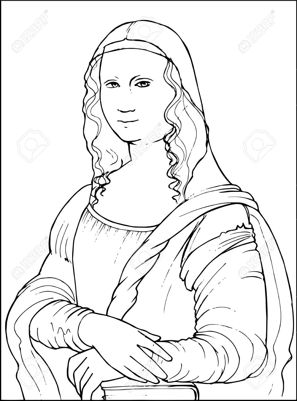 963x1300 Vector Icon The Mona Lisa A Work Of Art Isolated Linear