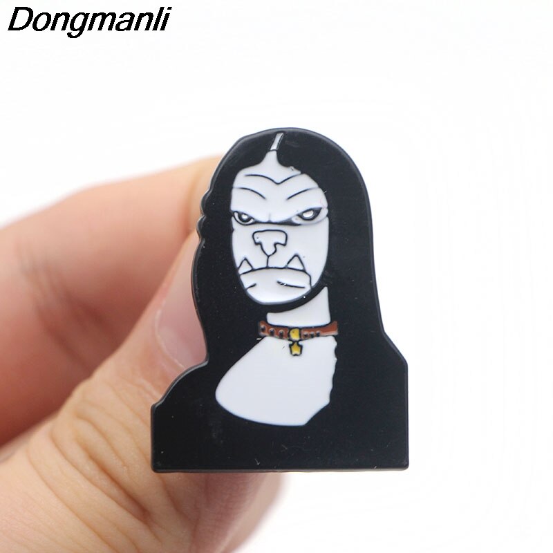 800x800 Dongmanli Mona Lisa Funny Dog Enamel Pins Creative Metal Badges