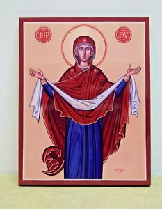 233x300 Monastery Icon + Virgin Mary + Laminate On Wood Panel + Chalice