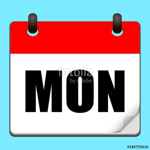 500x500 Calendar Icon Vector Icon With Title Of Day Of The Week Monday