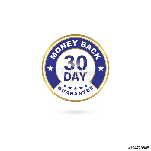 500x500 Day Money Back Guarantee Icon Blue And Gold Color Stock Image