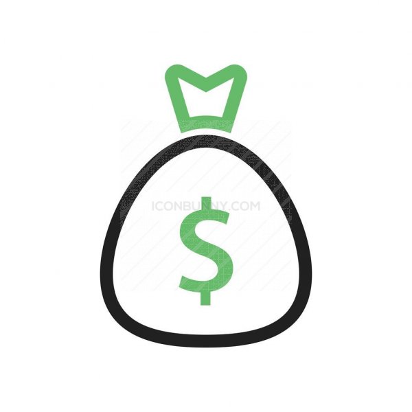 600x600 Money Bag Line Green Black Icon