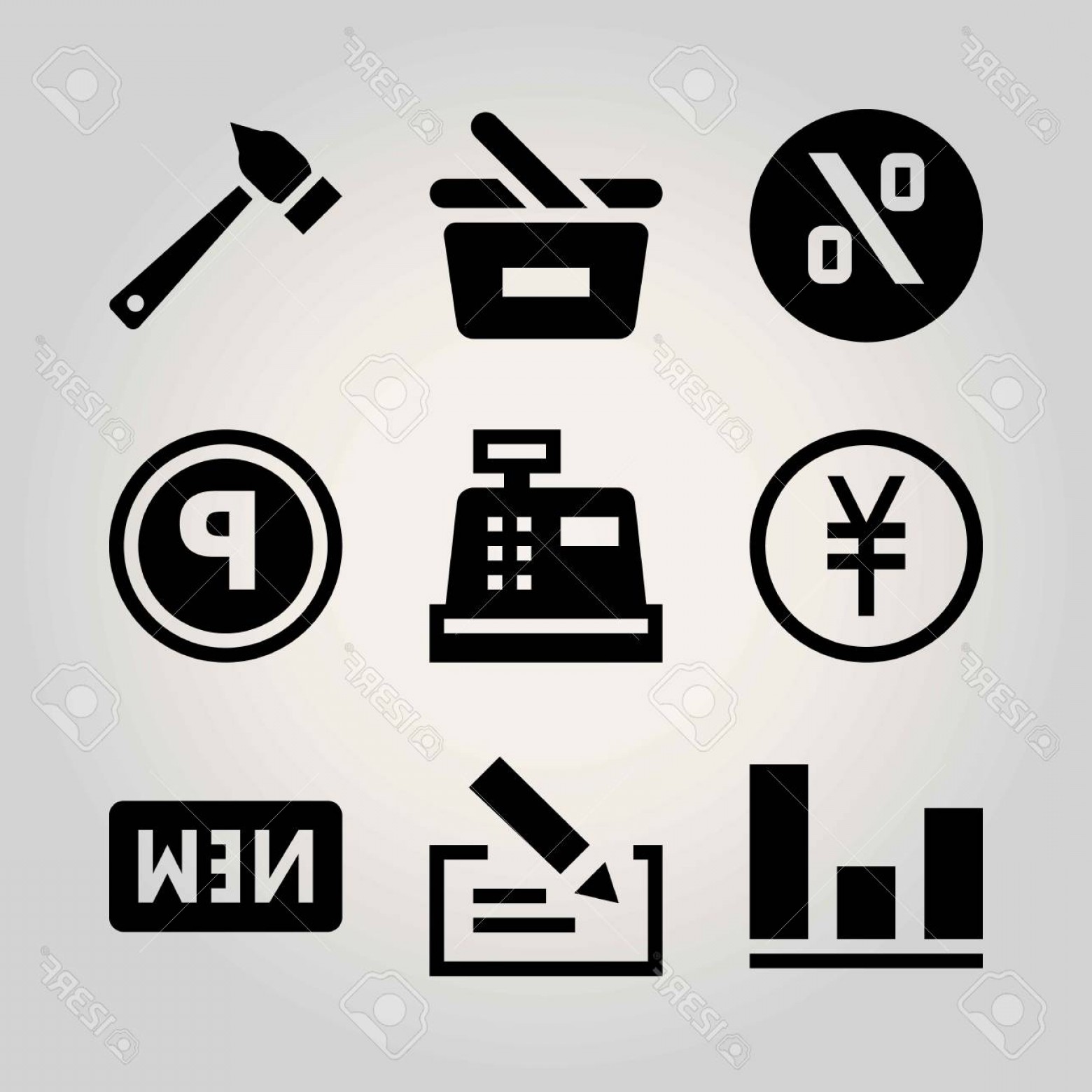 1560x1560 Photostock Vector Business Vector Icon Set Parking Check Hammer
