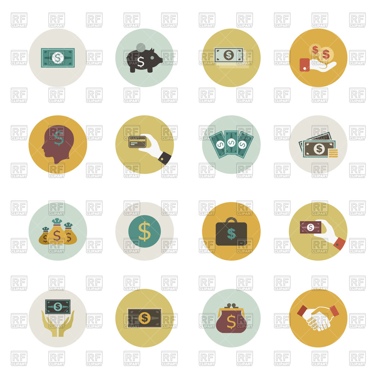 1200x1200 Set Of Flat Icons Of Theme Of Money Vector Image Of Business